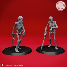 undead skeleton swordsmen - tabletop miniature archer bones creature skull spooky sword roleplaying d&d 28mm dnd pathfinder 54mm 3d print model - Mito3D