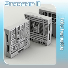 cocina pequeña mesa sci fi estrella terreno miniatura ciencia ficción guerras nave estelar aterrizaje 28mm hangar cerradura abierta viajero peligro buscador estrellas 3d print model - Mito3D