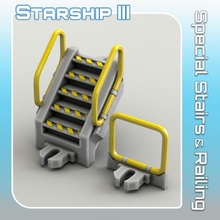 special stairs railing tabletop sci-fi star terrain miniature scifi wars starship landing 28mm hangar openlock traveller danger starfinder traveler 3d print model - Mito3D