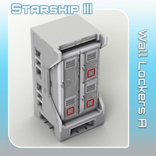 wall lockers tabletop sci-fi star terrain miniature scifi wars starship landing 28mm hangar openlock traveller danger starfinder traveler 3d print model - Mito3D