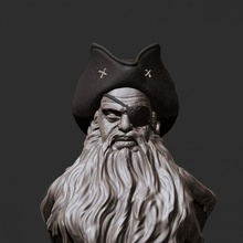 blackbeard - bust pirate support captain 3 pirates potc 3d print model - Mito3D