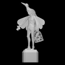 papageno scansione uccello figura scultura statua strada gabbia ragazzo Belgio pappagallo catcher Bruges birdcatcher 3d print model - Mito3D