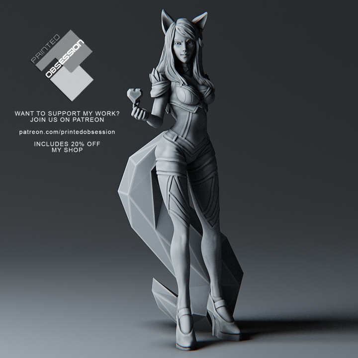 Ahri kda lig efsaneler 25cm uzun boylu model kadın tilki kız seksi şarkıcı kristal lol Ligi Kitsune 25 cm kuyruklu 3D print model - Mito3D