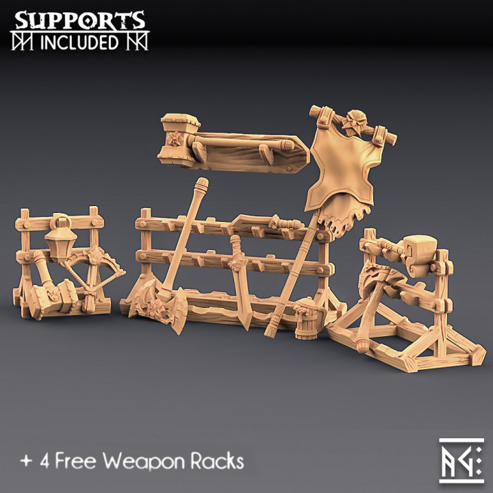 weapons loot & racks dwarven defender set tabletop accessories axe dragon item rpg treasure weapon props blade hammer dwarf roleplaying drop crossbow dungeon d&d stendard 3D print model - Mito3D