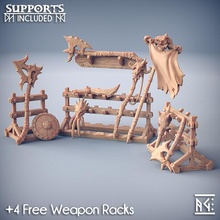 weapons loot & racks orc barbarian set tabletop axe dragon item miniatures prop rpg sword banner mace drop ogre wargame dungeon d&d stendard 3d print model - Mito3D
