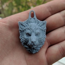 ornate wolf pendant ancient animal keychain wearable 3dprint jewelry resinprint 3d print model - Mito3D
