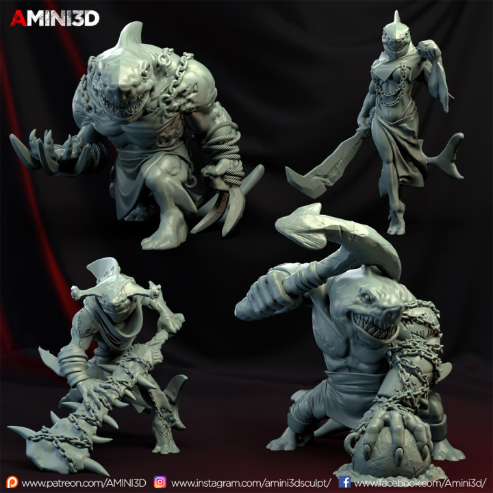 wereshark ensemble table 3d profondeur miniature 3dprint donjons Dragons dnd créature marine dragons jeu Monstre mers miniature3d amini3d miniatures imprimées addict joueurs maître 3D print model - Mito3D