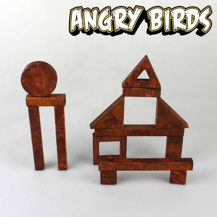 ahşap bloklar Kızgın kuşlar oyuncaklar oyunlar iphone app mac samsung video oyunu kötü kızgın angrybirds piggies iğrenç 3D print model - Mito3D