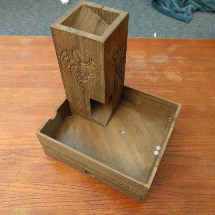 magnético dados caixa bandeja torre tampo mesa dnd 3D print model - Mito3D