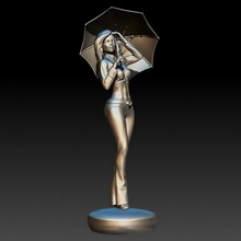 girl umbrella & garden female figurine lady people sculpture woman character miniature person maiden 3d print model - Mito3D