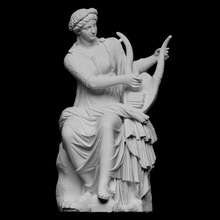 Terpsichore taramak kadın enstrüman müzik Vesika heykel Kadın oturma oturmuş kumaş ilham perisi Tivoli Openglam artec eva smk open söz yazarı pio clementino museum 3d print model - Mito3D