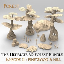 ultimate 3d forest bundle ep2 pinewood & hill tabletop tree warhammer wood miniature mushroom wargame d&d dnd citadel gw ageofsigmar aos sylvaneth wyldwood awakened 3d print model - Mito3D