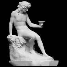 baküs taramak Fincan Tanrı Yunan mitoloji Vesika şarap oğlan erkek çıplak oturmuş neoklasik full figure çelenk İsveççe cc0 artec eva Ulusal müze Gothe 3d print model - Mito3D