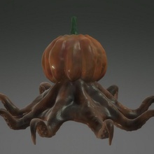 octosquash - halloween pumpkin mollusc animal horror monster vegetable octopus squid tentacles weird squash pumkin suckers 3d print model - Mito3D
