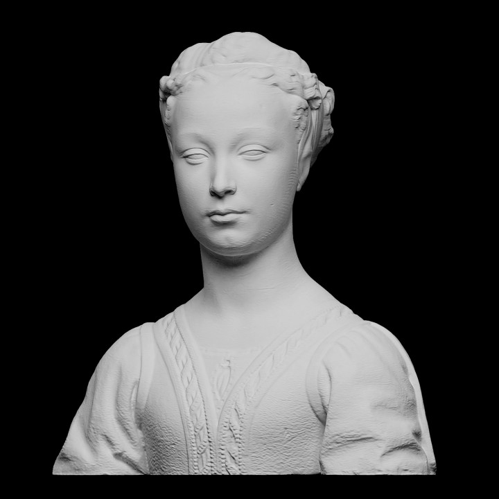 Vesika genç Kadın taramak büst kadın kireçtaşı Alçı prenses urbino young woman andrea dell'acquilla 3D print model - Mito3D