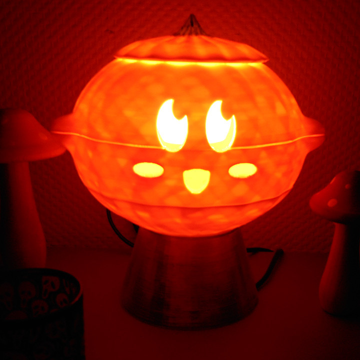 Kirby citrouille nintendo Halloween lampe lumière 3D print model - Mito3D