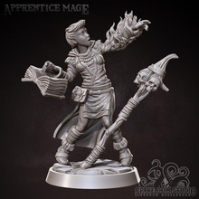 apprentice mage 32mm pre-supported tabletop female figure human mini model rpg wizard magic miniature boardgame talisman dungeon spell d&d 28mm sorcerer 3d print model - Mito3D