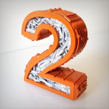 Steampunk numara 2 Bahçe alfabe şekil 3d print model - Mito3D