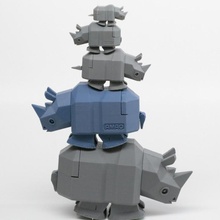running rhino toys & games animal fun running toy rhino automata amao 3d print model - Mito3D