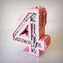 Steampunk numara 4 alfabe şekil 3d print model - Mito3D
