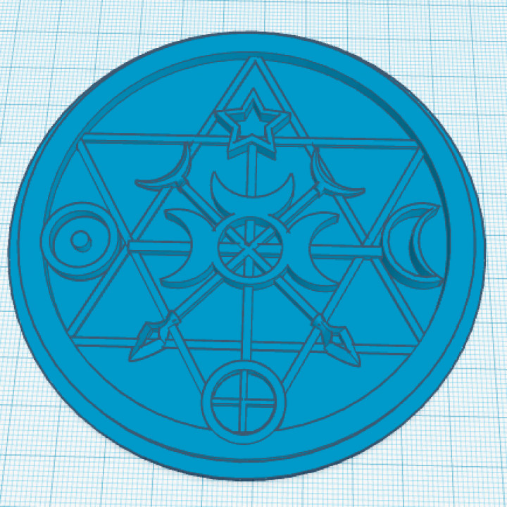 dualité sceau Terre Soleil sorcière lune hexadécimal sorcellerie 3D print model - Mito3D