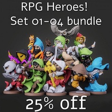 rpg heroes set 01-04 - 25 tabletop archer barbarian fantasy forest knight monk wizard miniature ranger warlock paladin d&d rogue dnd cleric healer druid bard sorcerer 3d print model - Mito3D