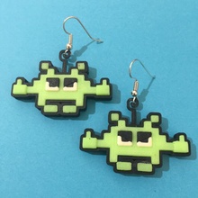 salty space invader earrings store bird finger game gaming jewellery retro jewelry grumpy angry arcade 3d print model - Mito3D