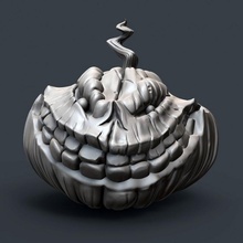 evil grinning pumpkin head store decoration halloween smile 3 smiling grin 3d print model - Mito3D
