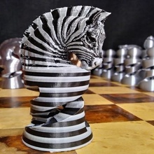 zebra cavaliere multi colore tortura test scacchi multicolore mmu2 vinchi diamante hotend gru quad 3d print model - Mito3D