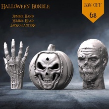 Halloween paquet 33 jardin tête soutenir citrouille zombi vacances 3d print model - Mito3D