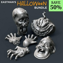 eastman's halloween bundle save 50 & garden decoration head horror pumpkin smile undead zombie death supportless evil dead 3 walking gore screaming decapitated grin discount 3d print model - Mito3D
