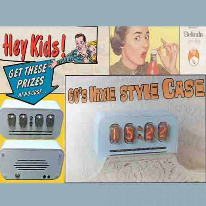 nixie clock case in-12 90's design diy kit vintage 80's 60's 70's 3D print model - Mito3D