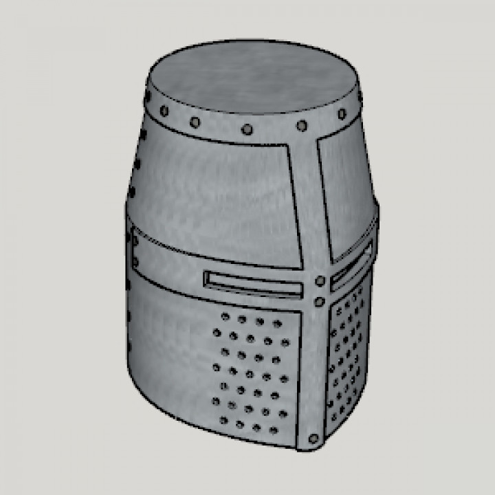 medieval great helm standard ver size 3D print model - Mito3D