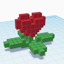 heart flower games pixel voxel cubeworld 3d print model - Mito3D