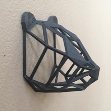 wire frame panda head & garden animal art decoration geometric wall wireframe poly 3d print model - Mito3D