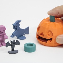 sticking tongue pumpkin head & garden bat halloween pumpkin toy witch frankenstein pumpkinhead shootinggame 3d print model - Mito3D