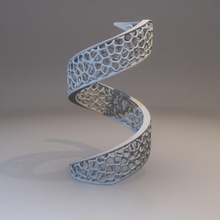 voronoi curtain holder spiral & garden mesh tie 3d print model - Mito3D