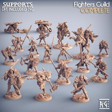 complete human fighters guild presupported tabletop dragons dungeons fighter miniatures modular heroes minis wargame paladin dnd warriors pathfinder artisan 3d print model - Mito3D