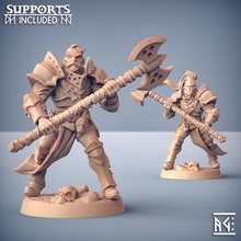 human fighters guild - male modular tabletop dragons dungeons fighter helmet miniatures spear sword unit warrior mace mustache minis wargame paladin dnd pathfinder artisan axes 3d print model - Mito3D