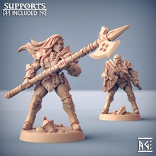 human fighters guild - lady modular store axe dragons dungeons female fighter game miniatures sword warrior tabletop minis wargame paladin dnd pathfinder artisan 3d print model - Mito3D