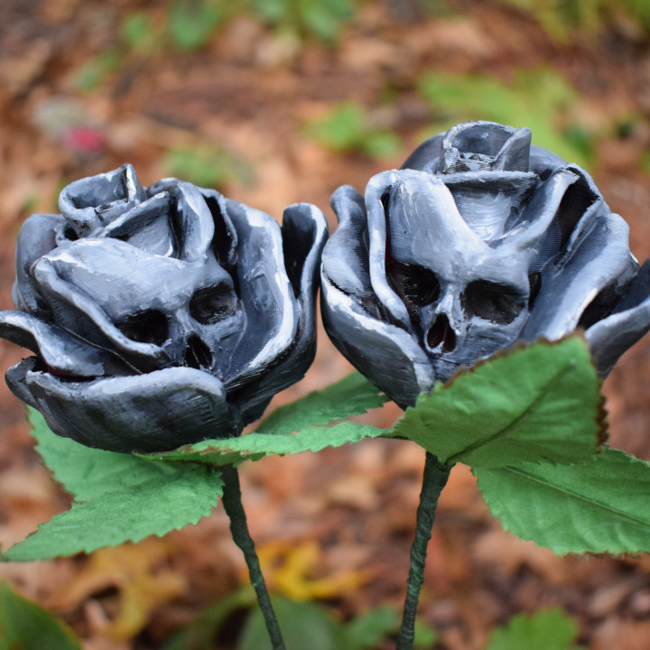 mortal Rosa flor Arte negro huesos Víspera Santos apuntalar rojo cráneo muerte segador floral macabro 3D print model - Mito3D