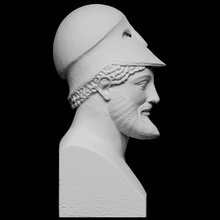 warrior helmet miltiades scan armour bust head portrait sculpture herm artec openglam artec-eva smk-open 3d print model - Mito3D