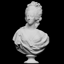 Vesika Marie antoinette taramak büst Çiçekler madalyon kraliçe heykel Fransa telif Versailles gençlik kurdele Artec peruk louis xvi Openglam artec eva smk open marie sayım 3d print model - Mito3D