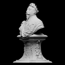 Gustav ii Adolf kral İsveç taramak büst heykel bronz İskandinavya Artec Openglam artec eva Ulusal müze gustav georg petel 3d print model - Mito3D