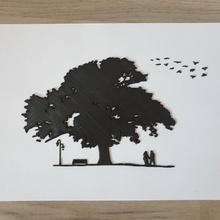 çift Aşk 2d duvar Sanat 3d kuş çerçeve Lamba Fener ağaç Bank kuşlar yürümek vektör Sanatı Ccouple 3d print model - Mito3D
