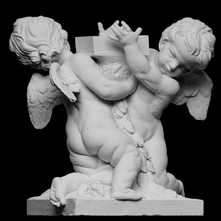 Putti taşıma Fener taramak çocuklar heykel Paris Fransızca Taşımak melek gençlik Stockholm kanatlı Bouchardon macun Artec Openglam artec eva Ulusal müze 3D print model - Mito3D