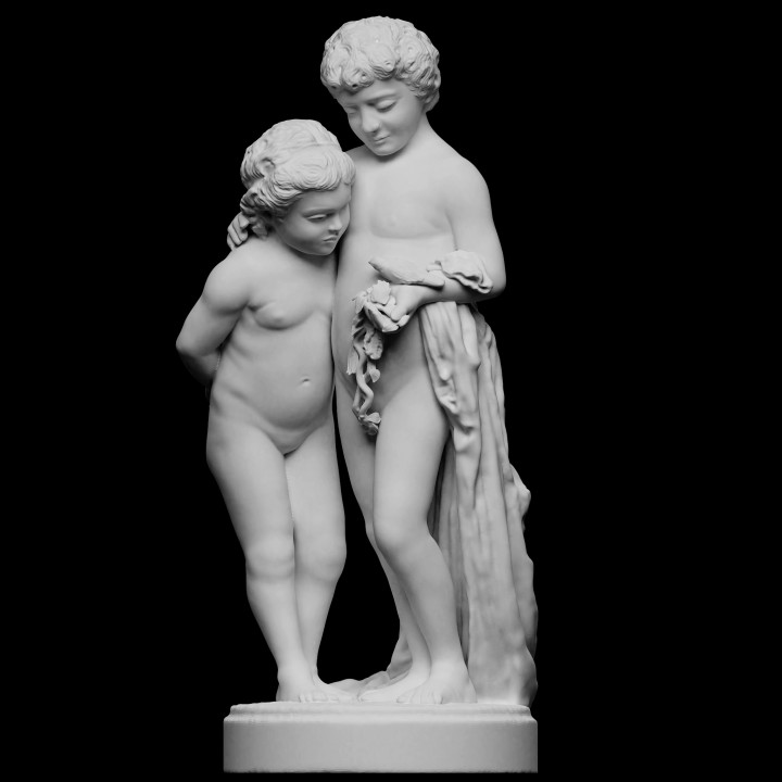 girl boy bird scan sculpture statue marble russia youth fabric figurative 3D print model - Mito3D