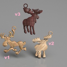 geyik küpe Ayarlamak Noel kolye hayvan manzara kar İsveç Rusya Norveç Finlandiya idealab nord america moose earring 3d print model - Mito3D