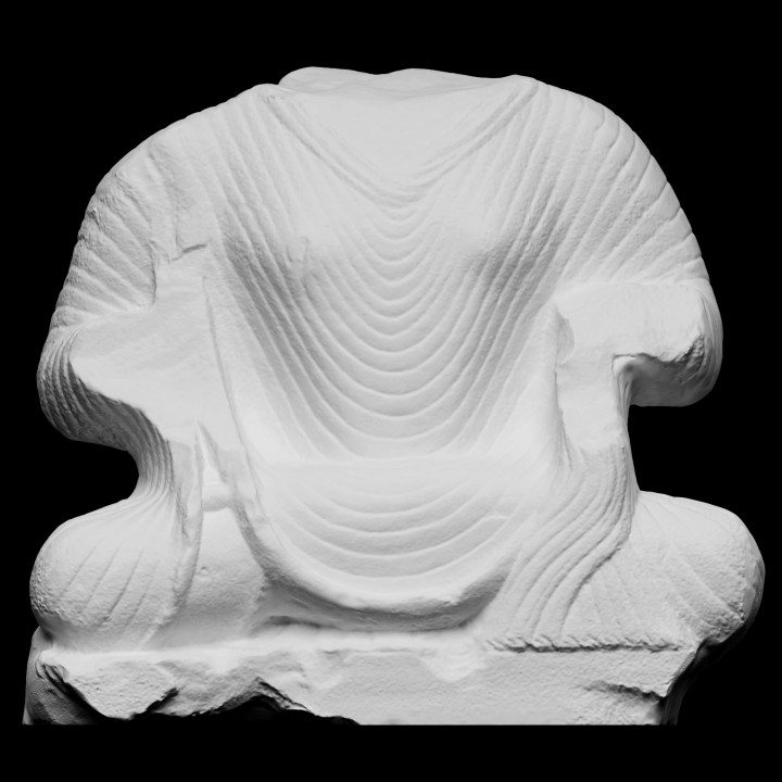 torse assise Bouddha analyse bouddhisme sculpture grès abhaya mudra openglam mathura north india prana 3D print model - Mito3D