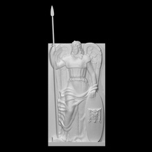 yüksek Rahatlama taramak tanrıça heykel kalkan taş melek halka açık high relief Athena 3d print model - Mito3D